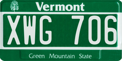 VT license plate XWG706