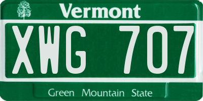 VT license plate XWG707