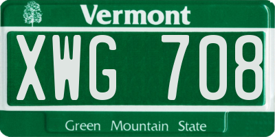 VT license plate XWG708