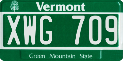 VT license plate XWG709