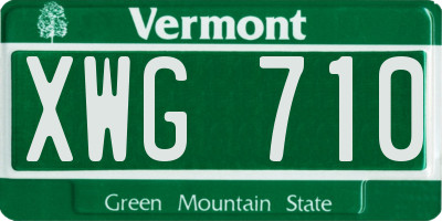VT license plate XWG710
