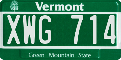 VT license plate XWG714