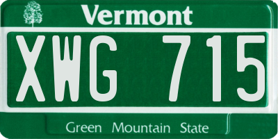 VT license plate XWG715