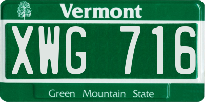 VT license plate XWG716
