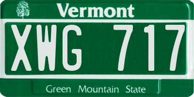 VT license plate XWG717
