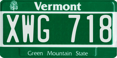 VT license plate XWG718