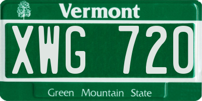 VT license plate XWG720