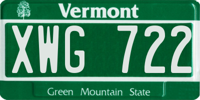 VT license plate XWG722