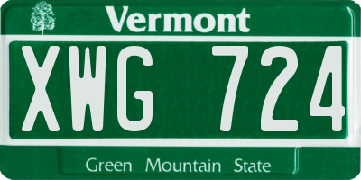VT license plate XWG724