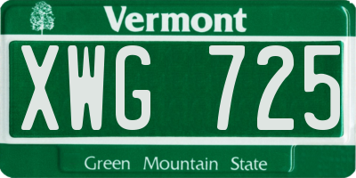 VT license plate XWG725