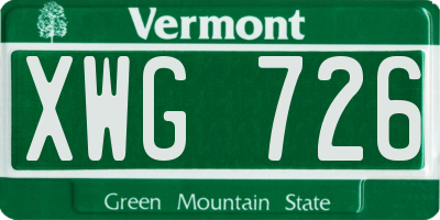 VT license plate XWG726