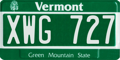 VT license plate XWG727
