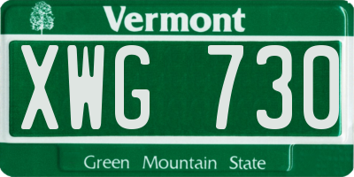 VT license plate XWG730