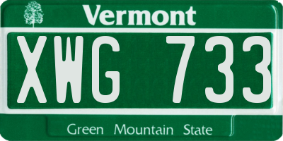 VT license plate XWG733