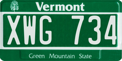 VT license plate XWG734