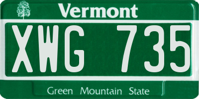 VT license plate XWG735