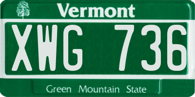 VT license plate XWG736