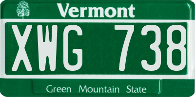 VT license plate XWG738