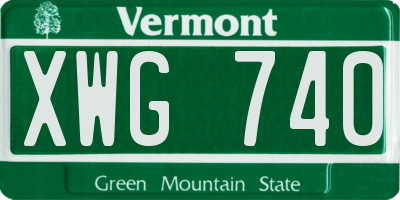 VT license plate XWG740