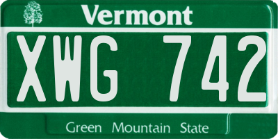 VT license plate XWG742