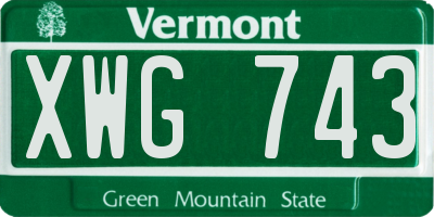 VT license plate XWG743