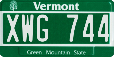 VT license plate XWG744