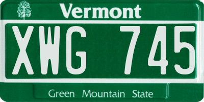 VT license plate XWG745