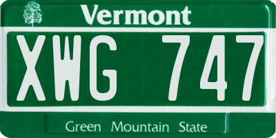 VT license plate XWG747
