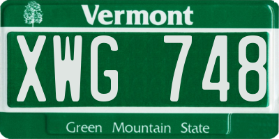 VT license plate XWG748