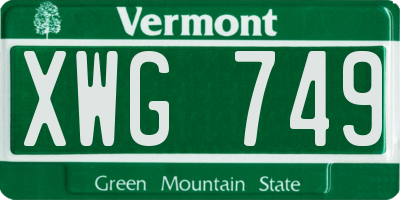 VT license plate XWG749