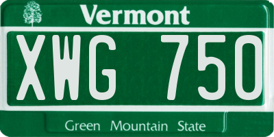 VT license plate XWG750
