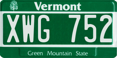 VT license plate XWG752