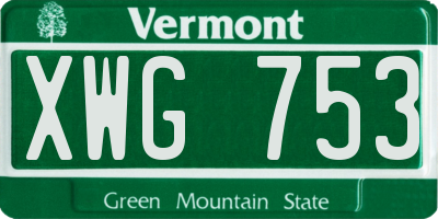 VT license plate XWG753