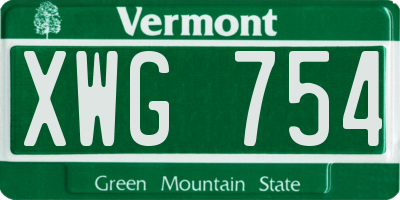 VT license plate XWG754