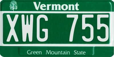 VT license plate XWG755