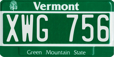 VT license plate XWG756