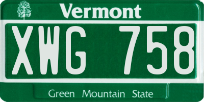 VT license plate XWG758