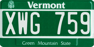 VT license plate XWG759