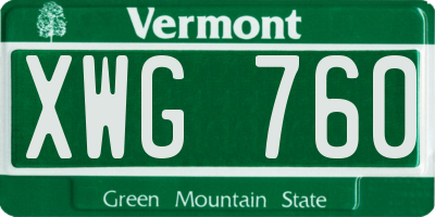 VT license plate XWG760