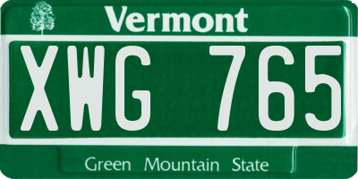 VT license plate XWG765