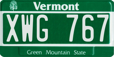 VT license plate XWG767