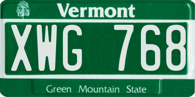 VT license plate XWG768