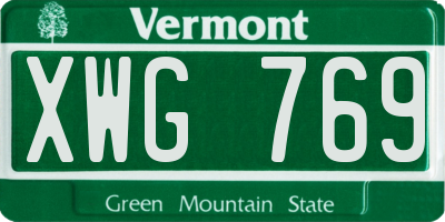VT license plate XWG769