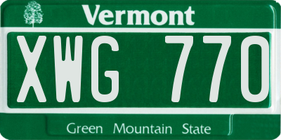 VT license plate XWG770