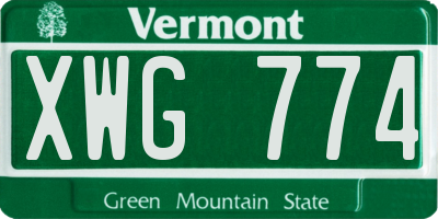 VT license plate XWG774