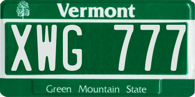 VT license plate XWG777