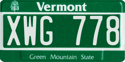 VT license plate XWG778