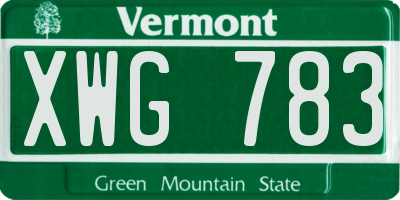 VT license plate XWG783