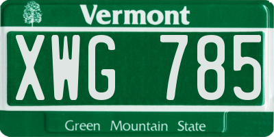 VT license plate XWG785