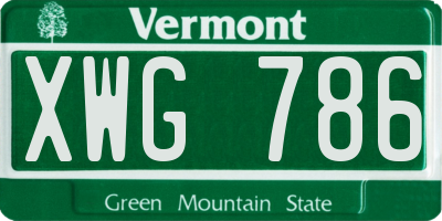 VT license plate XWG786